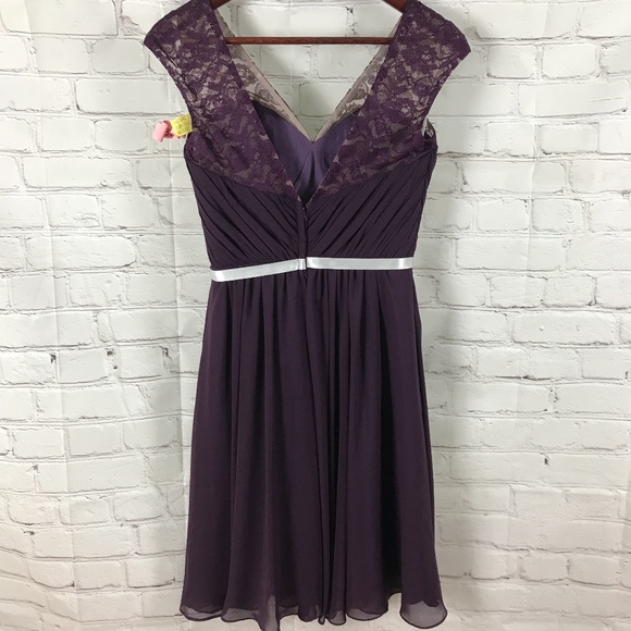 Watters W Too Short Plumb Bridesmaid Dress - Picture 4 of 8